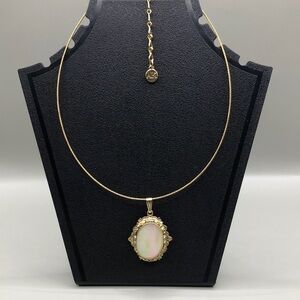 Vintage MoP pendant Anne Klein Necklace, Statement Glam Style.